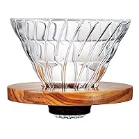 Hario VDGR-02-OV V60 Heat Resistant Glass, Permeable, Coffee Dripper, Olive Wood, 02, Coffee Drip, For 1 to 4 Cups
