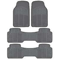 BDK Car SUV and Van Floor Rubber Mats - 3 Rows 4 Pieces, Heavy Duty All Weather Protection (Gray) - MT-783-781-GR