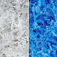 MagicWater Supply - White & Light Blue (1 LB per color) - Crinkle Cut Paper Shred Filler great for Gift Wrapping, Basket Filling, Birthdays, Weddings, Anniversaries, Valentines Day