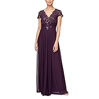 Alex Evenings Women's Stretch Sequin Bodice Empire Waist Long Gown, Formal Event Dress (Petite and Regular Sizes)