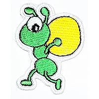 Kleenplus Mini Green Ant Cute Insect Hard Working Patches Sticker Comics Cartoon Iron On Fabric Applique DIY Sewing Craft Repair Decorative Sign Symbol Costume