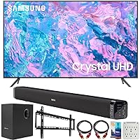 Samsung UN55CU7000 55 inch Crystal UHD 4K Smart TV Bundle with Deco Gear Home Theater Soundbar with Subwoofer, Wall Mount Accessory Kit, 6FT 4K HDMI 2.0 Cables and More (2023 Model)