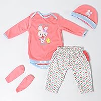 SCOM 4pcs Reborn Baby Dolls Clothing Sets - Pink Cute Outfits Set for 20