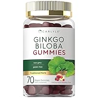 Ginkgo Biloba 300mg | 70 Gummies | 45:1 Leaf Extract | with Natural Peach Raspberry Flavor | Vegan, Non-GMO, Gluten Free Supplement