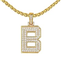 FindChic Bling CZ Big Initial Necklace for Men Women Hip Hop 18K Gold Plated Name Capital Letter Pendant Personalized Jewelry for Rapper, with Gift Box