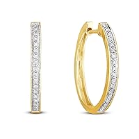 Natalia Drake 1/10 Cttw Small Thin Hoop Diamond Earrings for Women in 925 Sterling Silver