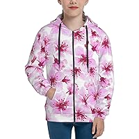 Funny Cherry Blossoms Youth Zip Hoodie,Boys Girls Casual Sport Hooded Sweatshirt Fashion Hooded Jacket