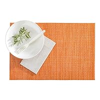 Restaurantware Amalfi 16 x 12 Inch Plastic Placemats Set Of 6 Basketweave Outdoor Placemats - Heat Tolerant No Stain Papaya Inspired Finish Vinyl Table Placemats Waterproof Easy To Clean