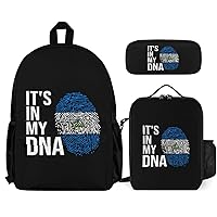 It's in My DNA Nicaragua Flag Large Capacity Backpacks with Lunch Pack Pencil Case Set Resistant Daypack 3 Piece