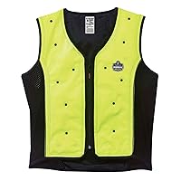 Evaporative Cooling Vest, Wearer Stays Cool and Dry, Breathable Comfort, Zipper Closure, Ergodyne Chill-Its 6685,Lime,Medium