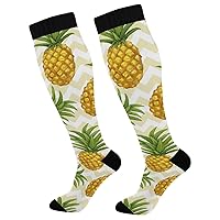 ALAZA Pineapple Zig Zag Men's Women's Long Socks for Running, Sports, Hiking