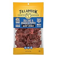 Tillamook Country Smoker Real Hardwood Smoked Beef Jerky, Sea Salt & Cracked Pepper, 10 Ounce