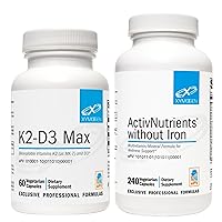 ActivNutrients Without Iron (240 Capsules) + K2-D3 Max (60 Capsules) - Multivitamin for Energy and Mood Support with Vitamin D 5000 IU Capsules + Vitamin K2