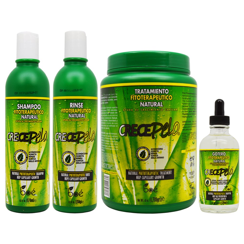 BOE Crece Pelo Fitoterapeutico Natural Shampoo & Rinse & Treatment & Gotero"Set II"