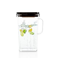LocknLock Fridge Door Water Jug Pitcher with Handle BPA Free Tritan with Flip Top Lid Perfect for Making Teas and Juices, 1.6 Quarts/50 Ounce, Black,ABF738