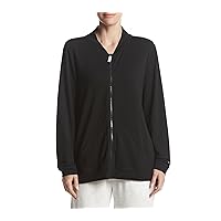 Women's Solid French Terry Long Sleeve Zip Front Lounge Jacket