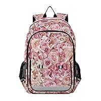 ALAZA Pink Rose Flowers Floral Laptop Backpack Purse for Women Men Travel Bag Casual Daypack with Compartment & Multiple Pockets