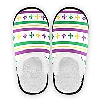 Cotton Slippers Mardi Gras Striped Purple Carnival Royal Lily For Girls Non Slip Home Casual Shoes