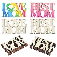 24Pcs Best MOM Unfinished Wood Crafts Love Mothers Day Crafts MOM Cutouts Gift Wooden Tags Wooden Letters Ornaments for Kids, Party Decor Classroom Kindergarten Gift Activities