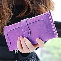Faux Suede Long Wallet Women Matte Leather Lady Purse Female Wallets Card Holder Clutch Handbag for Women Purple