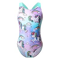 CHICTRY Kids Girls Horse Printed Swimsuit Criss Cross Back One Piece Swimming Bathing Suit Beachwear