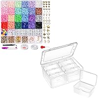 Mathtoxyz 6000 Pcs Clay Beads for Bracelet Making Kit and 7Pcs Small Bead Organizers and Storage