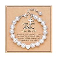 Cross Pearl Bracelet for Girls-Baptism First Communion Easter Confirmation Gifts for Girls Teens