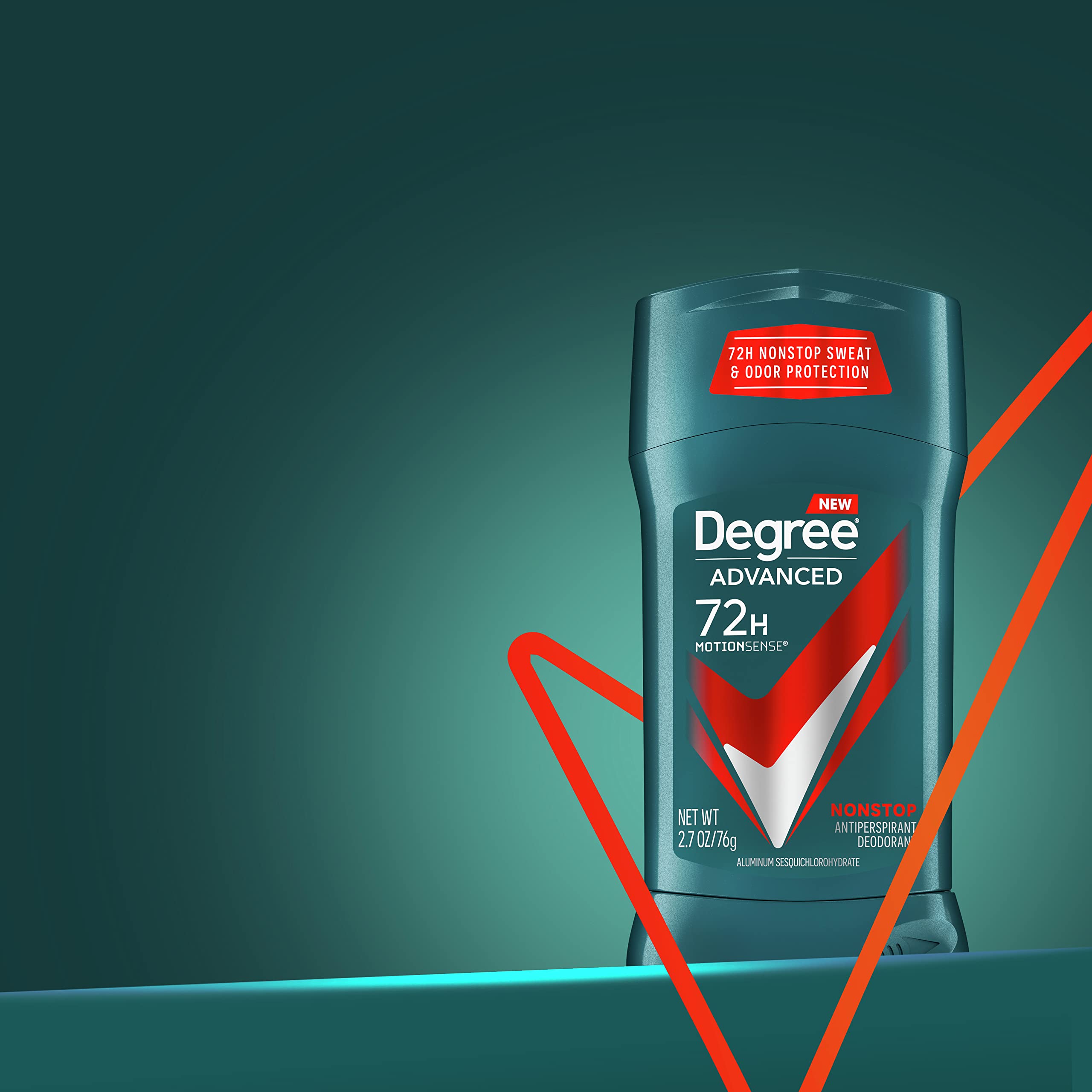 Degree Men Advanced Antiperspirant Deodorant 72H Sweat and Odor Protection Nonstop Claim: Deodorant For Men With MotionSense Technology 2.7 oz 4 Count