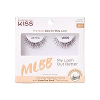 KISS My Lash But Better, False Eyelashes, All Mine', 10 mm, Includes 1 Pair Of Lashes, Contact Lens Friendly, Easy to Apply, Reusable Strip Lashes, Glue-On