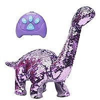 Dinosaur Toys for Girls - Sequin Walking Dinosaur Remote Control Toy with Repeat, Roar, Walk, Sing - Birthday for 3+ Kids, Toddlers, Boys and Girls
