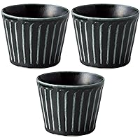Set of 3, Chinogi Black Free Cups, 3.1 x 2.5 inches (8 x 6.3 cm), 5.3 fl oz (160