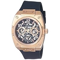 GUESS Men's 43mm Watch - Navy Strap Navy Dial Rose Gold Tone Case