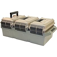 MTM AC3C 3-Can Ammo Crate, 50 Caliber, Convenient size, Store all types of boxed or bulk ammo, Stackable, easy carry and transport of multi-caliber ammo, Rugged tactical carrying crate