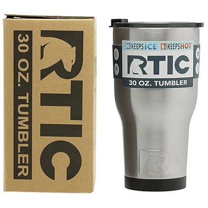RTIC Double Wall Vacuum Insulated Tumbler, 30 oz, Stainless Steel