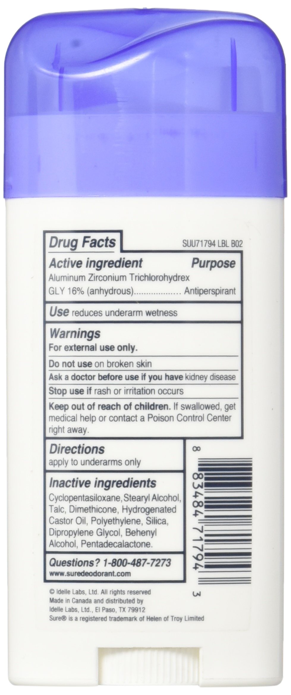 Sure Original Solid Unscented, Anti-Perspirant Deodorant, 2.7 oz (Pack of 2)