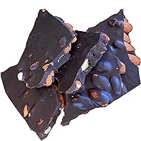 Keto Sugar Free Bark, Dark Chocolate Almonds | Stevia Sweetened Chocolate Candy 1g Net Carb, 80% Cocoa | Gluten & Dairy Free Vegan Paleo Friendly Diabetic Snack for Adults, 6 oz (Pack of 1)