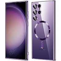 for Samsung Galaxy S23 Ultra Case（only）, Covers for s23u .Magnetic Glossy Slim Clear Luxury Soft Shockproof funda capa para for Galaxy S23 Ultra 6.8 inch .Compatible with MagSafe(Purple)