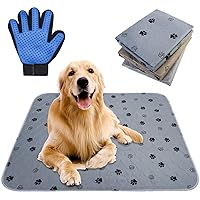 3 Pcs Pet Washable Pee Pads 30*36 & Pet Grooming Gloves, Reusable Pee Pads for Dogs, Non-Slip Pet Training Pads, Puppy Pads with Waterproof Bottom for Small Medium Large Dogs