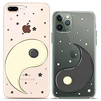 Matching Couple Cases Compatible for iPhone 15 14 13 12 11 Pro Max Mini Xs 6s 8 Plus 7 Xr 10 SE 5 Friends Yin Yang Design Day Night Chinese Cute Flexible Clear Cover Slim fit Print Love Stars