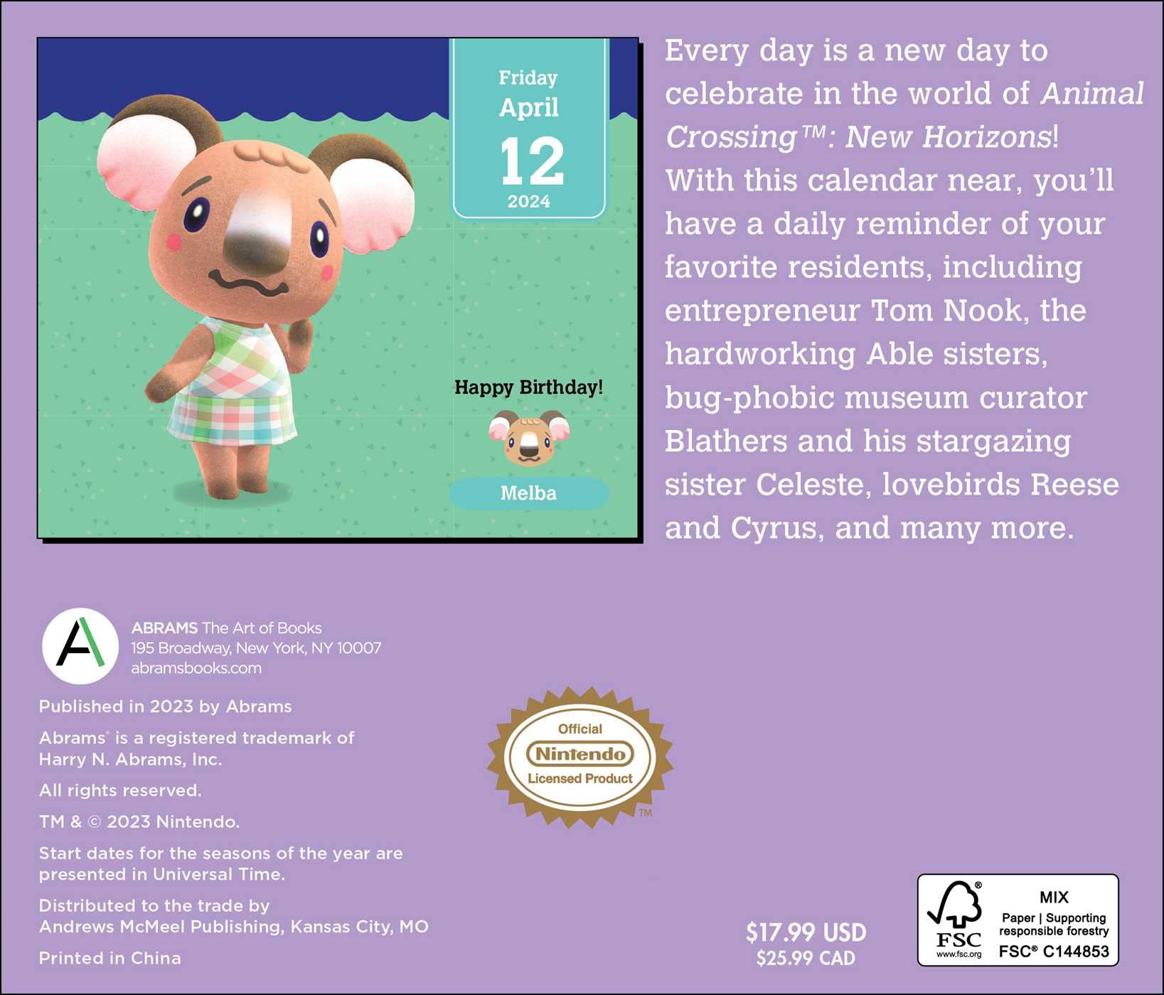 Animal Crossing: New Horizons 2024 Day-to-Day Calendar