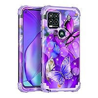 Rancase for Moto G Stylus 2021 5G Case,Three Layer Heavy Duty Shockproof Protection Hard Plastic Bumper +Soft Silicone Rubber Protective Case for Motorola Moto G Stylus 2021 5G,Butterfly