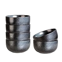 Ceramic Small Bowls for Kitchen, Set of 6, 9 ounces Ice Cream Bowls, Small Serving Bowls for Soup, Dipping, Condiments, Side Dishes, Snack, Prep (Black and Grey