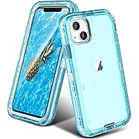 ORIbox for iPhone 15 Case Blue, [10 FT Military Grade Drop Protection], Transparent Heavy Duty Shockproof Anti-Fall Case for iPhone 15 Phone Case,6.1 inch,3 in 1, Crystal Blue