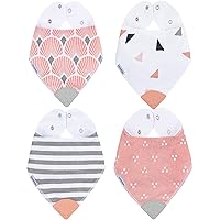 Bazzle Baby Bandana Bib. Teething Bibs with Teether Attached for Natural Teething Relief. Absorbent Cotton & Fleece Drool Bib