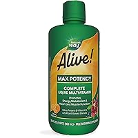 Alive! Max Potency Complete Liquid Multivitamin, Antioxidants Beta Carotene, Vitamins C & E, and Food-Based Blends, Citrus Flavored, 30.4 Fl Oz (Packaging May Vary)