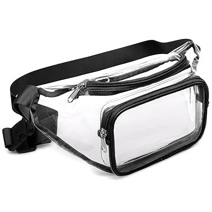 Clear Fanny Pack Stadium Approved - F-color See Through Fanny Pack for Women Men with Adjustable Belt, Fashion Transparent Waist Bag for Sport Game, Concert, Festival, Travel, Black