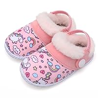 BARERUN Infant Toddler Slippers Kids Slippers Fuzzy Slides for Girls Boys Cozy Lightweight Slip-On House Newborn Crib Shoes