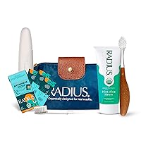 RADIUS Clean & Green Deluxe Oral Care Kit (Source Toothbrush With Replacement Head, Organic Mint Aloe Neem Toothpaste, Vegan Xylitol Mint Floss, Travel Case), 1 Count