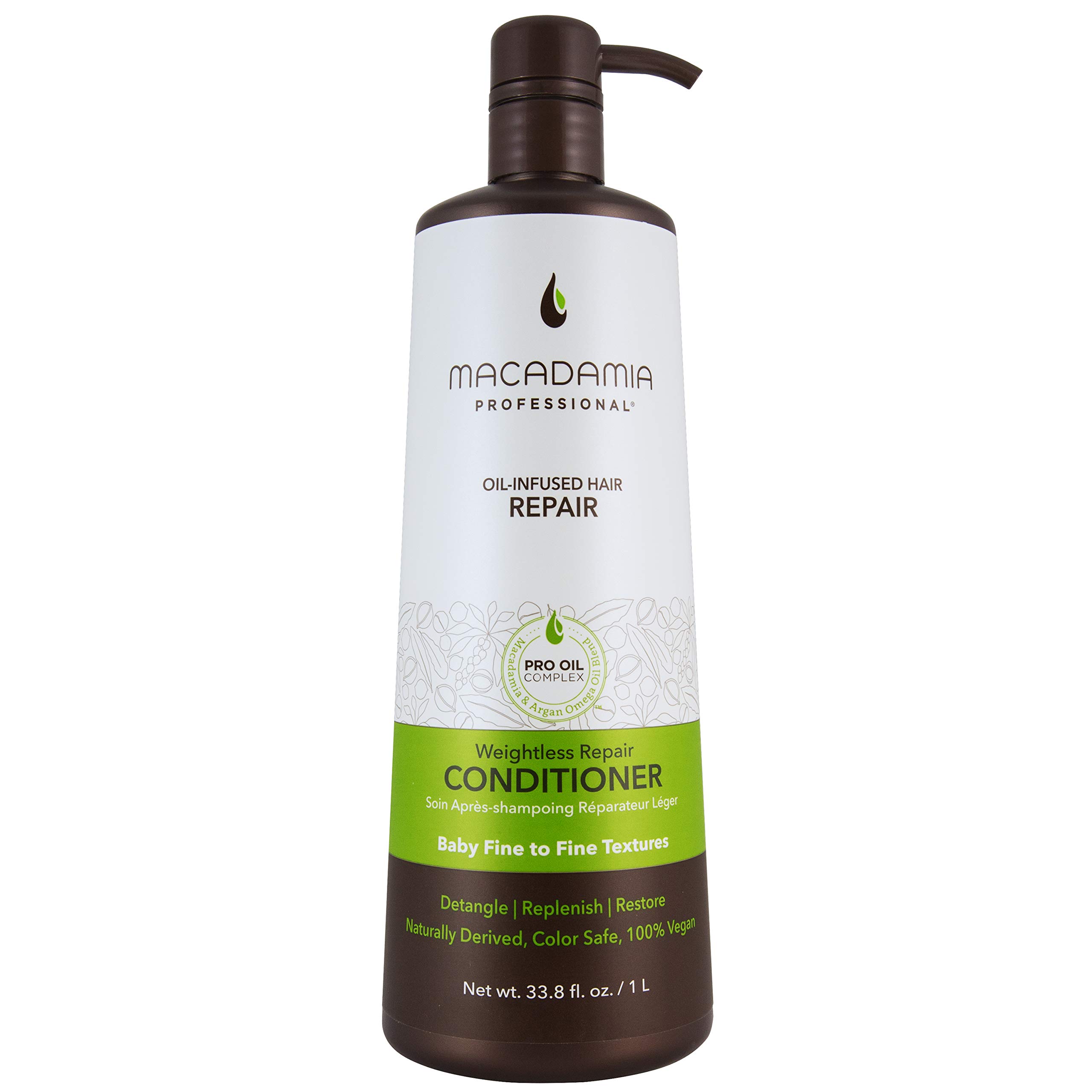 Macadamia Professional Hair Care Sulfate & Paraben Free Natural Organic Cruelty-Free Vegan Hair Products Weightless Repair Hair Conditioner, Green, Conditioner, 33.8 Fl Oz