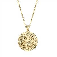 PAVOI 14K Gold Plated Engraved Coin Pendant | Byzantine Coin Necklace | Bohemian Necklace
